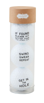 Funny printed golf ball gift set with metal ball marker