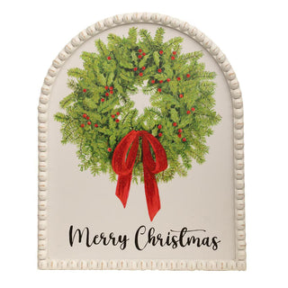 Gallery Wood Merry Christmas Wreath Round Top