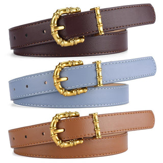 Faux leather outerwear belts with gold hardware