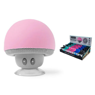 “Mini mushroom Bluetooth speaker with suction cup”

“Colorful rechargeable mushroom speaker with base”

“Shake Your Shiitake mini speaker in assorted colors”

“Wireless mushroom-shaped Bluetooth speaker”

“Mini suction cup speaker attached to phone”
