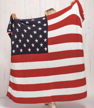 Chenille knit American flag blanket 60x50